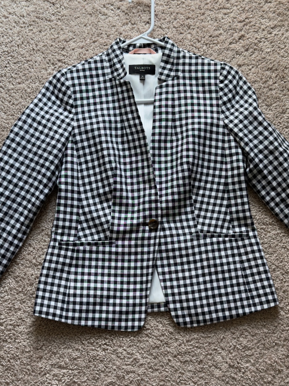 Talbots Black and White Gingham Blazer